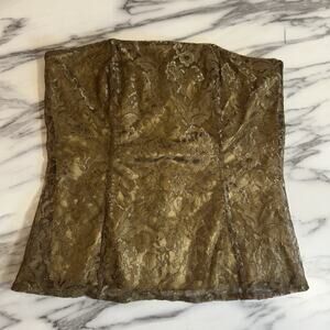 Express All Over Lace Corset Tube Top SZ S Gold Y2K Festival Coquette Fairy